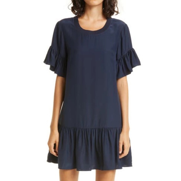 Cinq À Sept Dress Womens Medium Leilah Silk Drop Waist Flounce Ruffle Classy - Picture 1 of 10